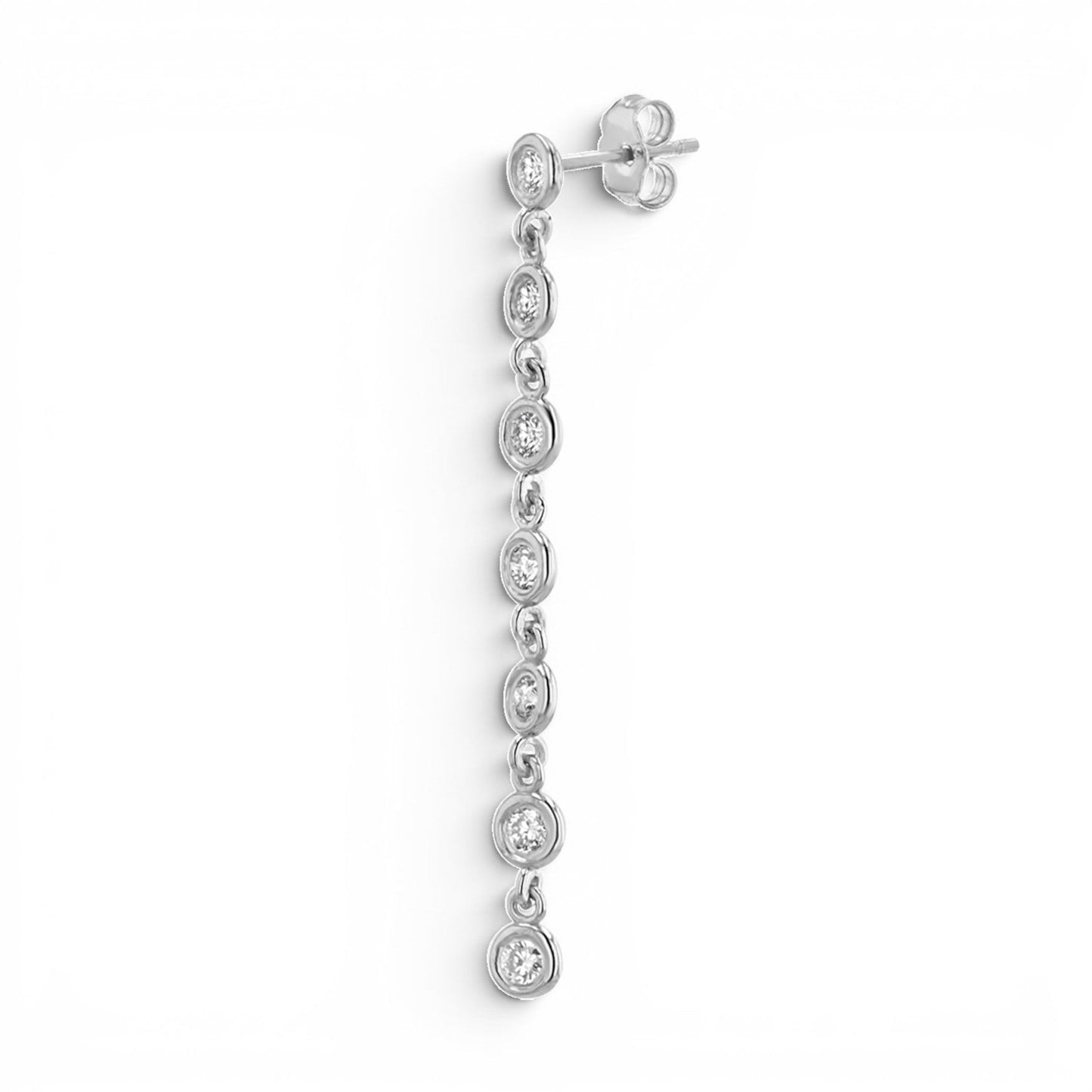 Diamond Bezel Chain Drop Earring - Lotus Diamond