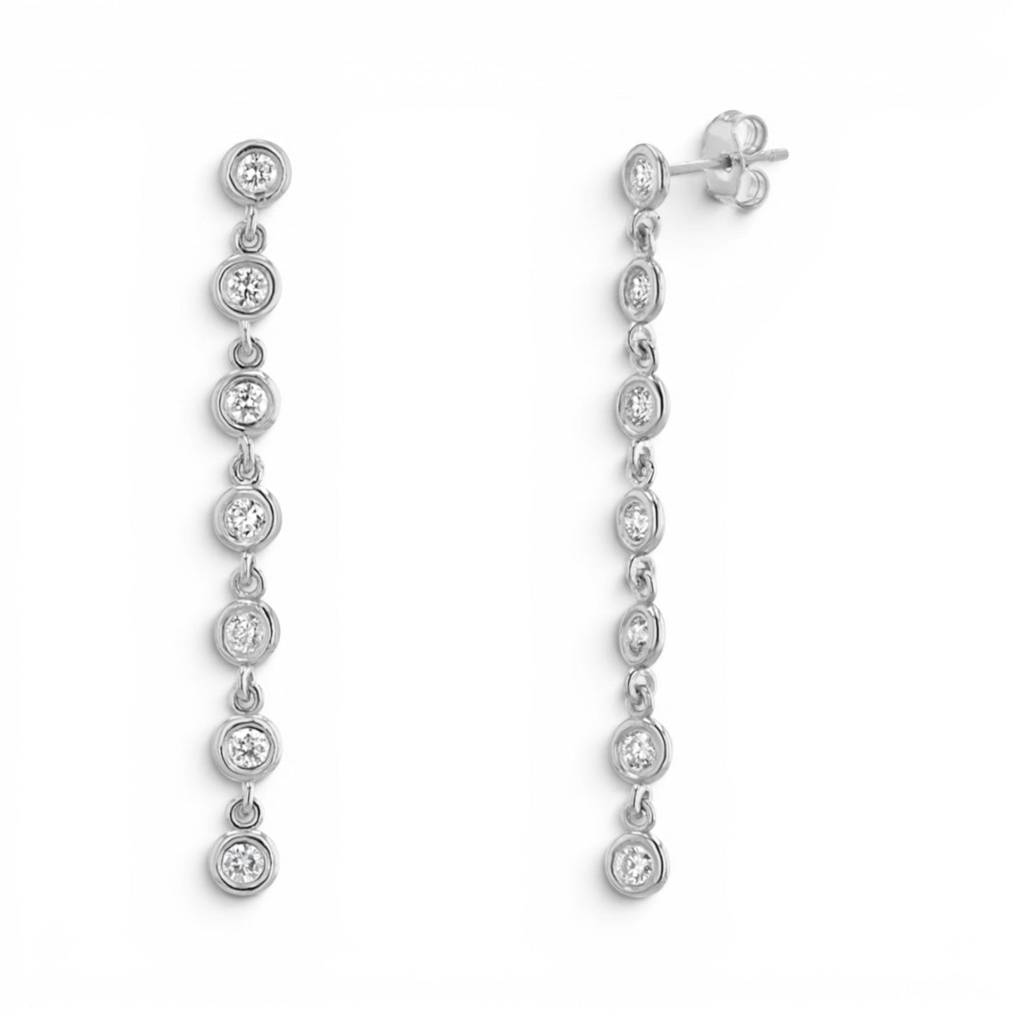 Diamond Bezel Chain Drop Earring - Lotus Diamond