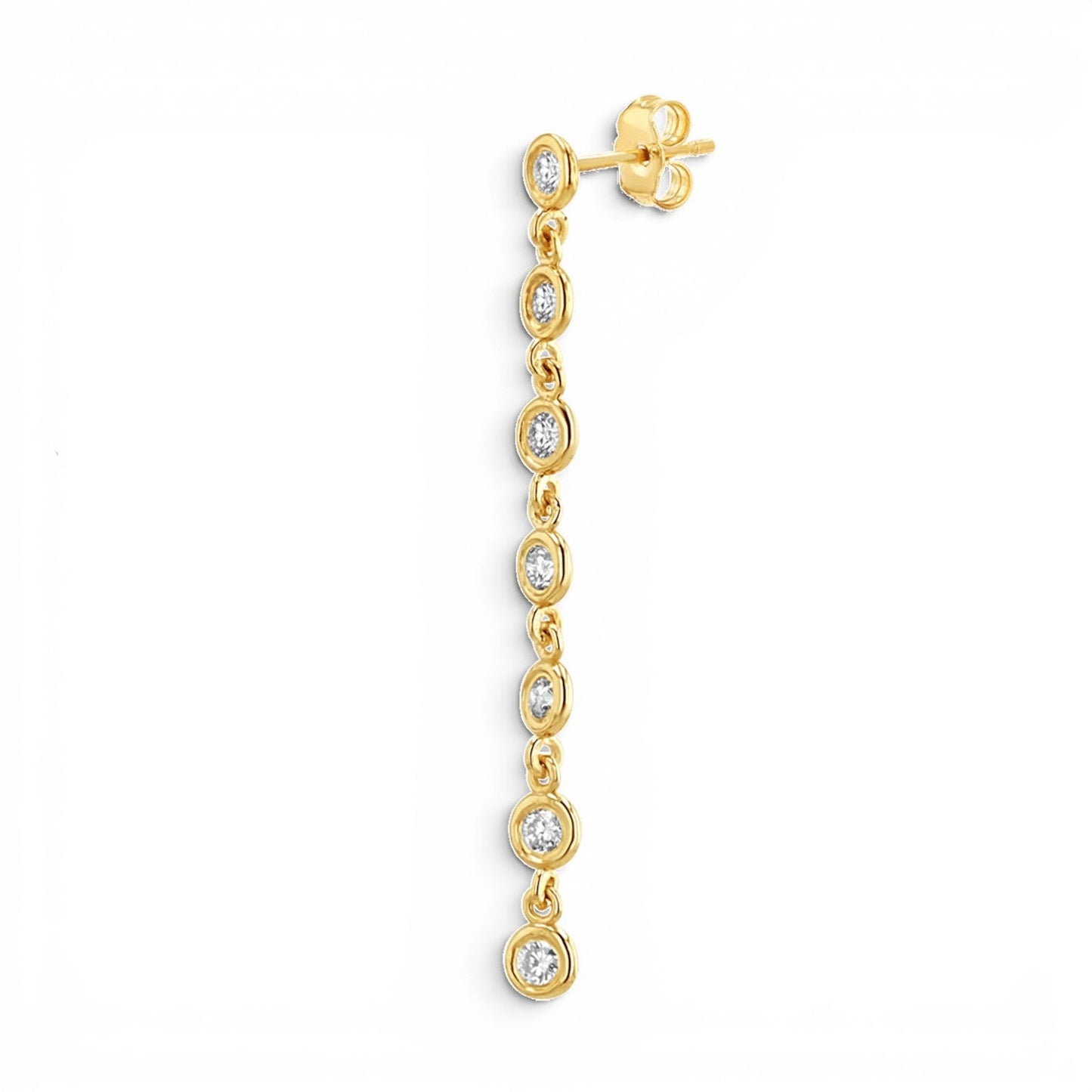 Diamond Bezel Chain Drop Earring - Lotus Diamond