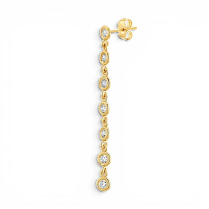 Diamond Bezel Chain Drop Earring - Lotus Diamond