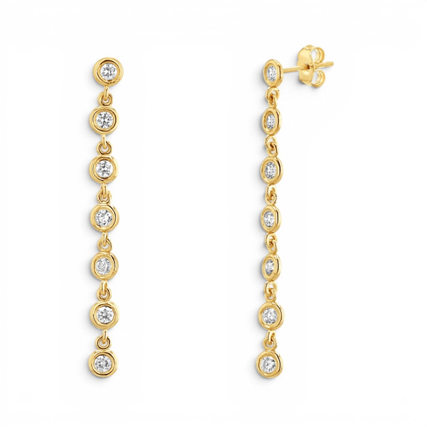 Diamond Bezel Chain Drop Earring - Lotus Diamond