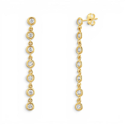 Diamond Bezel Chain Drop Earring - Lotus Diamond