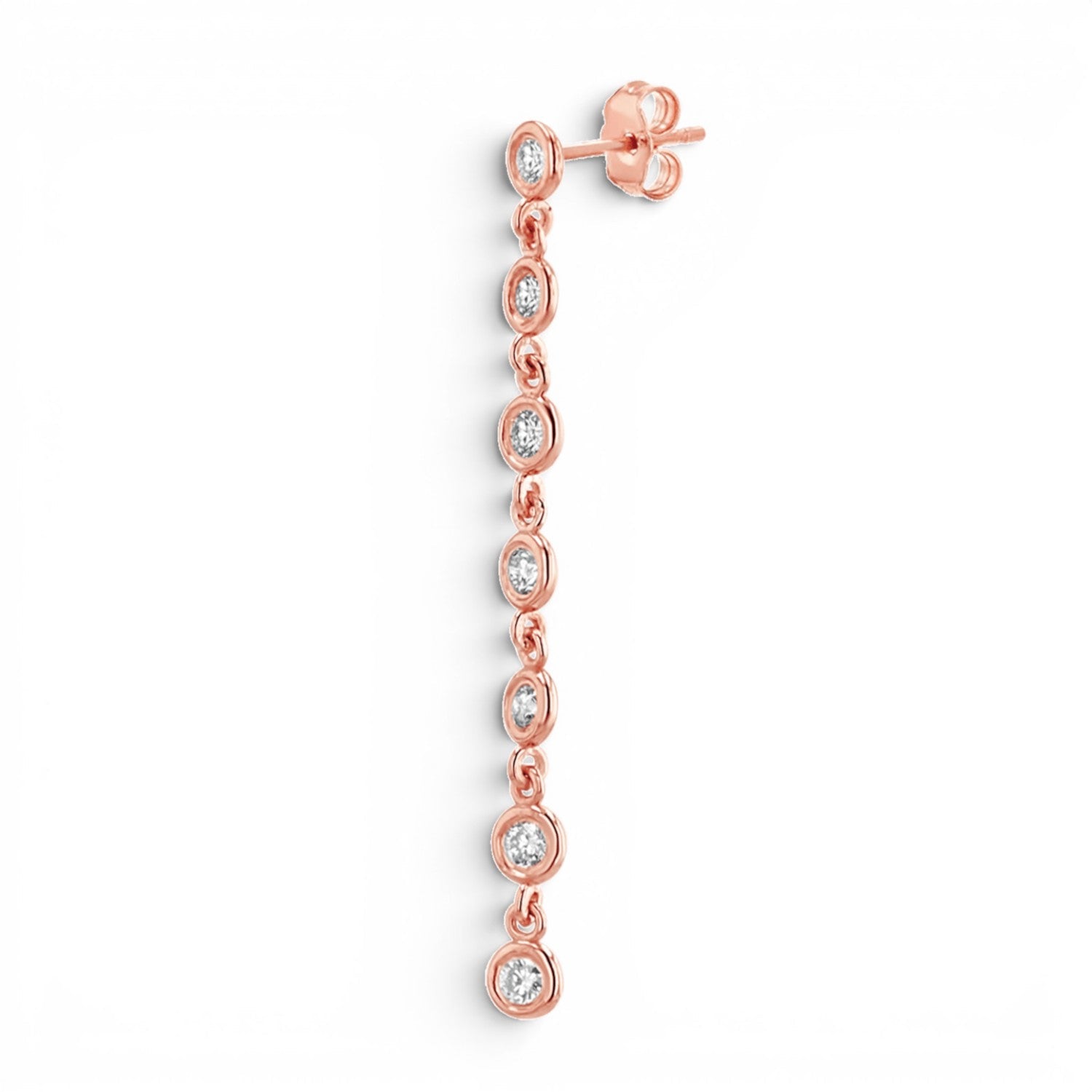 Diamond Bezel Chain Drop Earring - Lotus Diamond