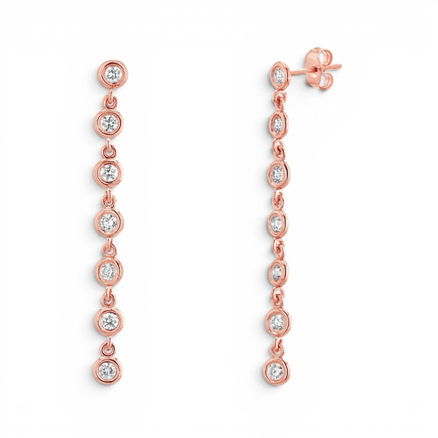 Diamond Bezel Chain Drop Earring - Lotus Diamond