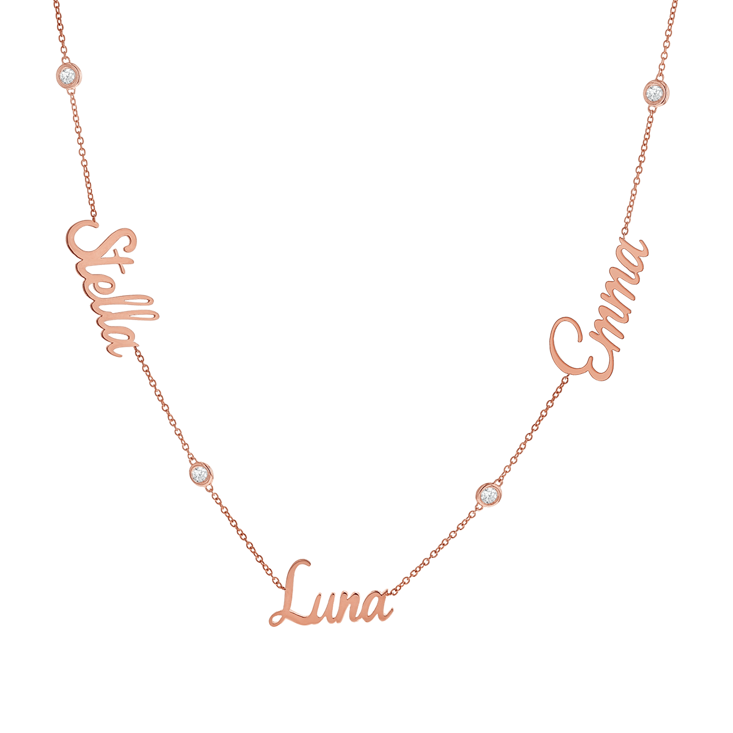Diamond Bezel Custom Name Necklace - Lotus Diamond