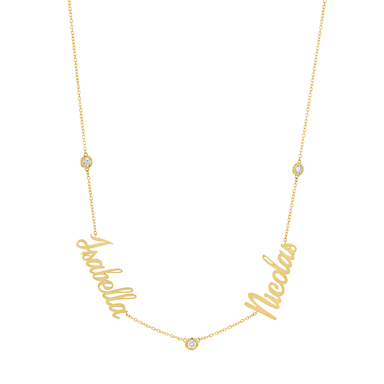 Diamond Bezel Custom Name Necklace - Lotus Diamond