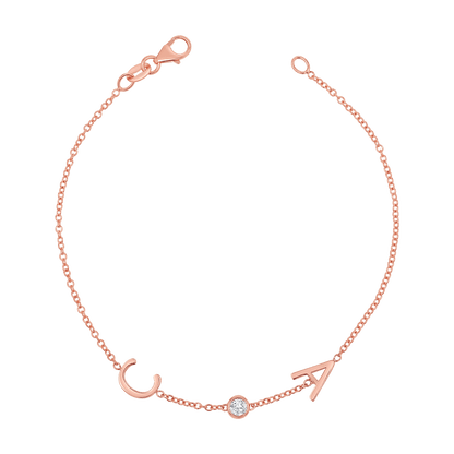 Diamond Bezel Multi Initial Bracelet - Lotus Diamond