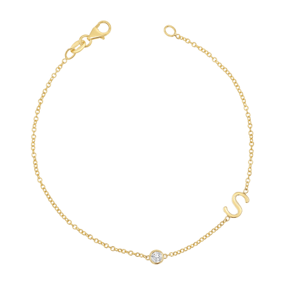 Diamond Bezel Multi Initial Bracelet - Lotus Diamond