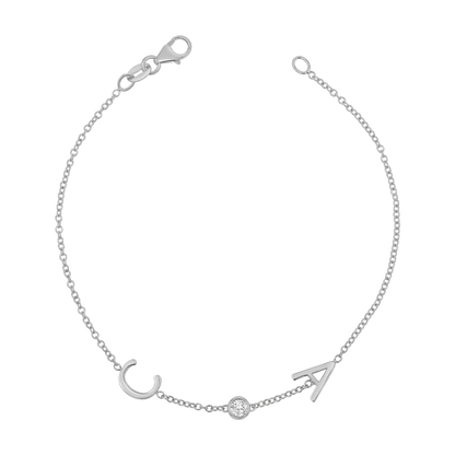 Diamond Bezel Multi Initial Bracelet - Lotus Diamond