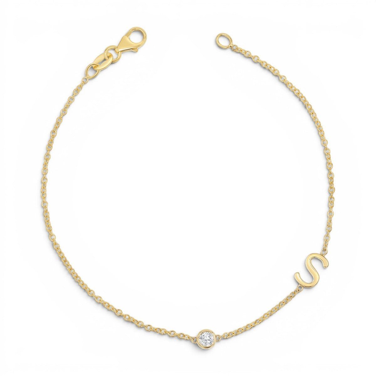 Diamond Bezel Multi Initial Bracelet - Lotus Diamond