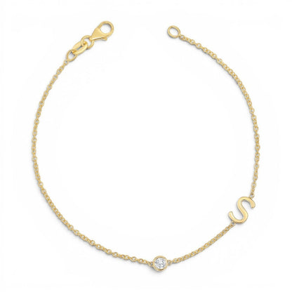 Diamond Bezel Multi Initial Bracelet - Lotus Diamond