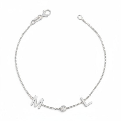 Diamond Bezel Multi Initial Bracelet - Lotus Diamond