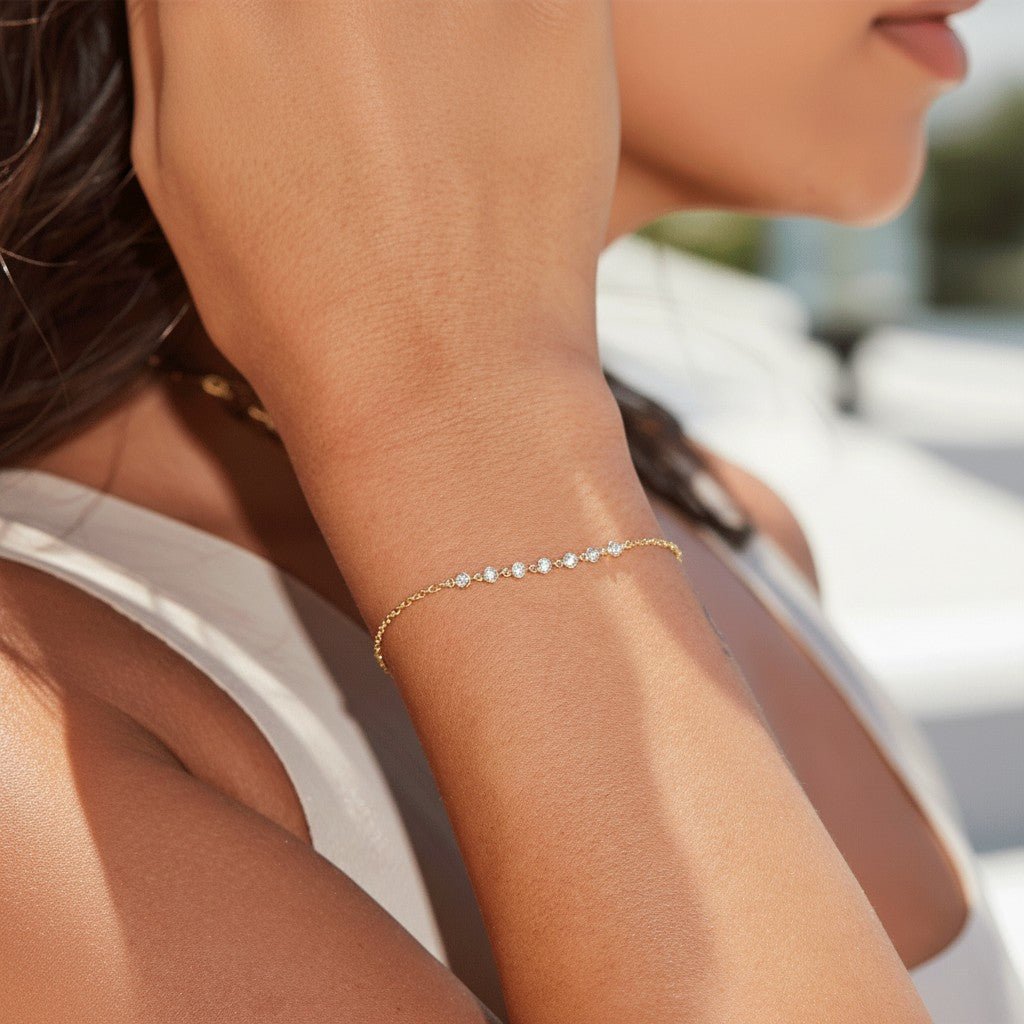 Diamond Bezel Station Bracelet - Lotus Diamond