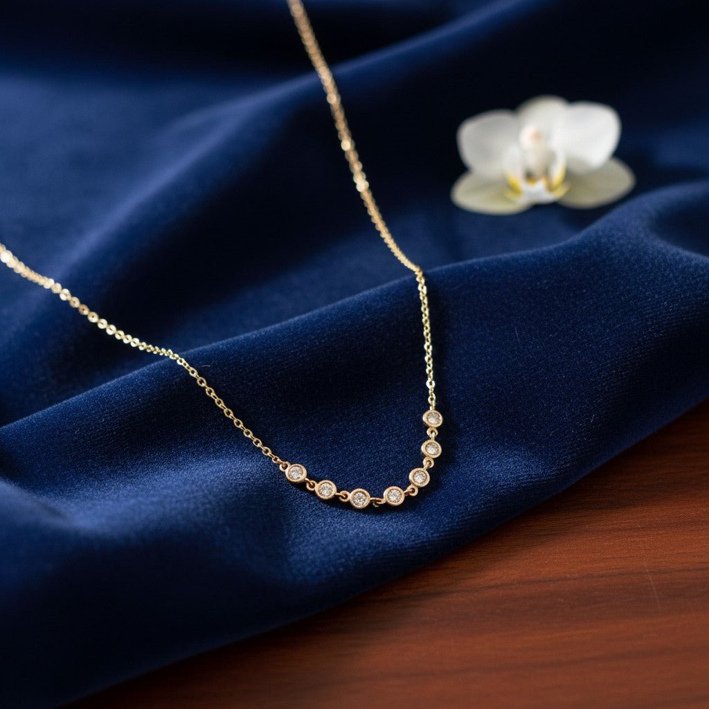 Diamond Bezel Station Necklace - Lotus Diamond
