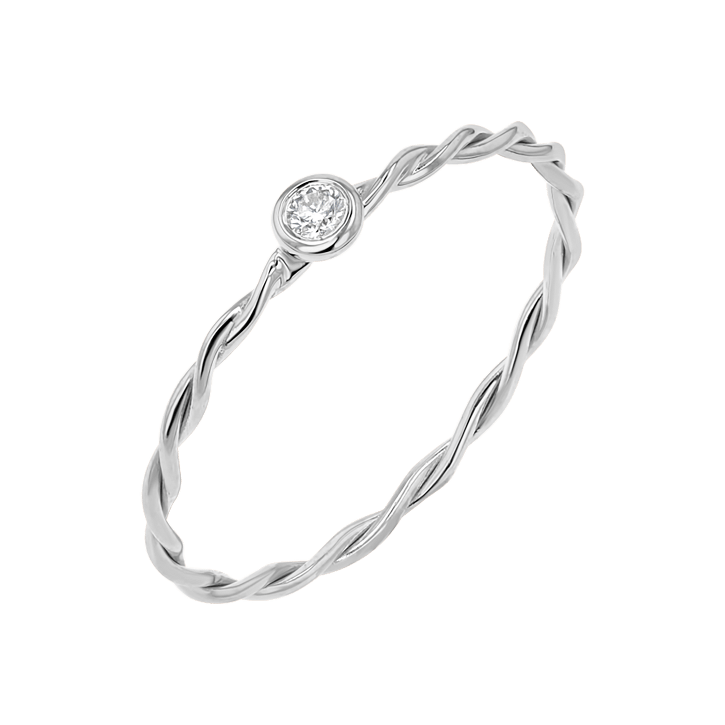 Diamond Bezel Twist Ring - Lotus Diamond