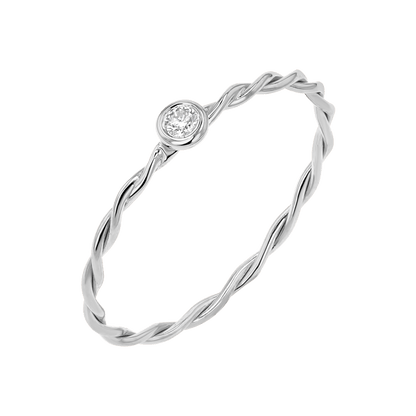 Diamond Bezel Twist Ring - Lotus Diamond