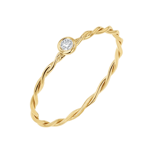 Diamond Bezel Twist Ring - Lotus Diamond