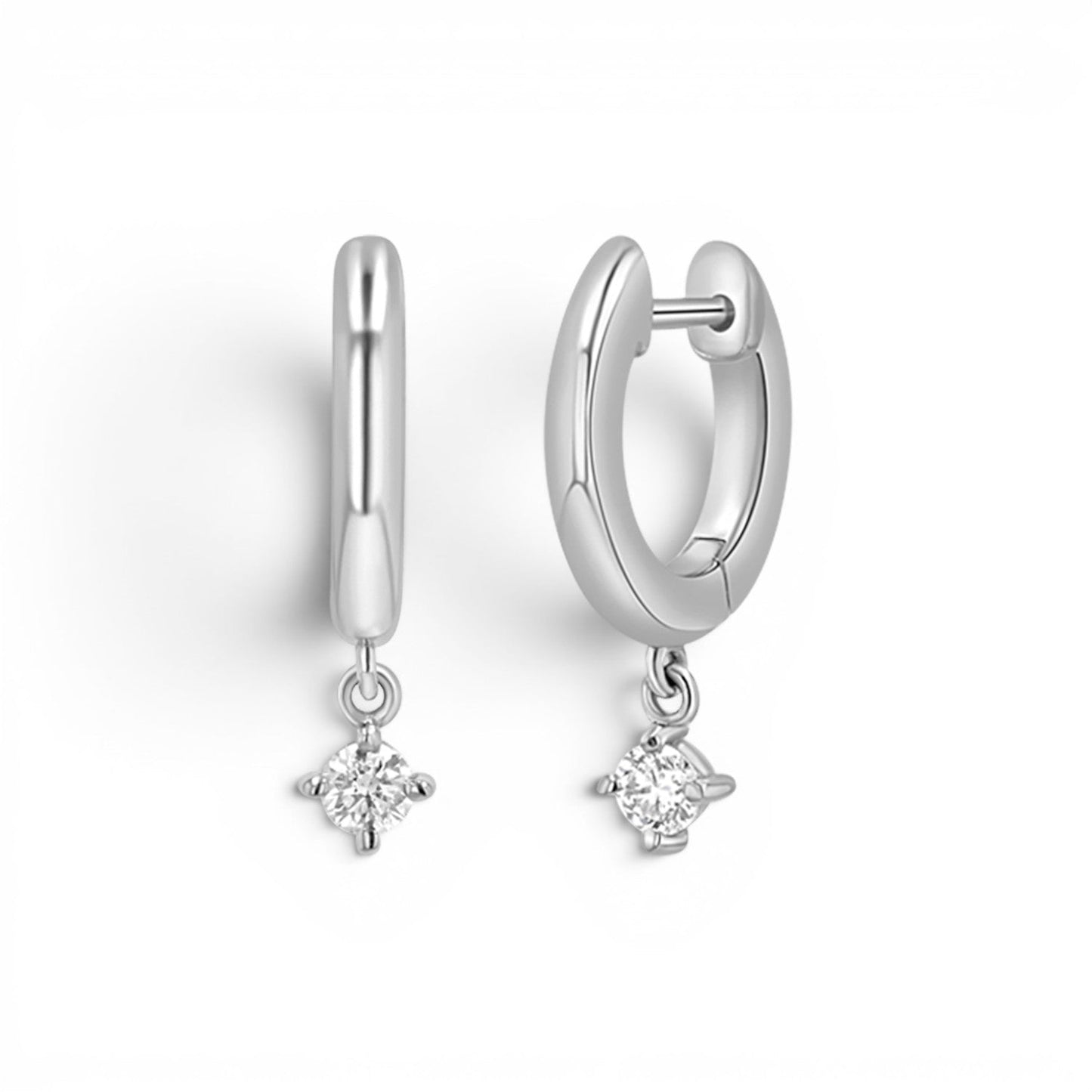 Diamond Charm Drop Huggies - Lotus Diamond