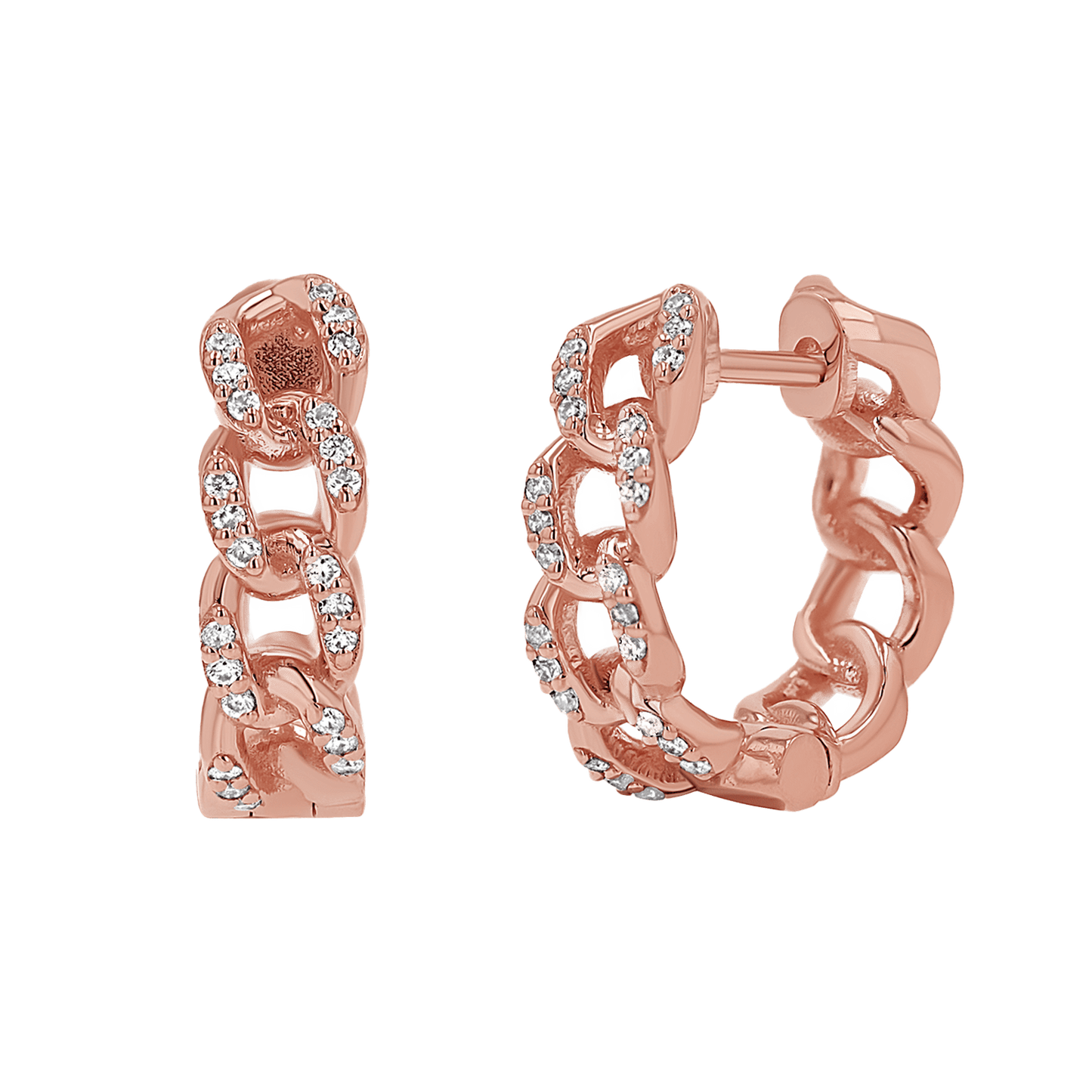 Diamond Cuban Link Huggies Hoop Earrings - Lotus Diamond