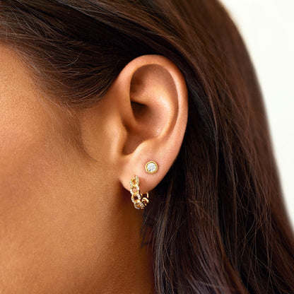Diamond Cuban Link Huggies Hoop Earrings - Lotus Diamond