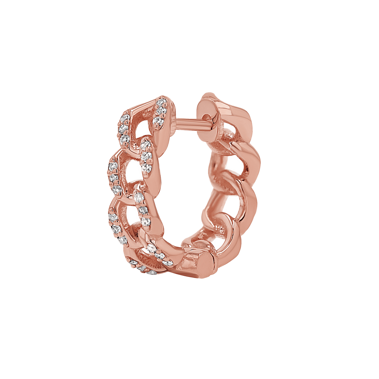 Diamond Cuban Link Huggies Hoop Earrings - Lotus Diamond