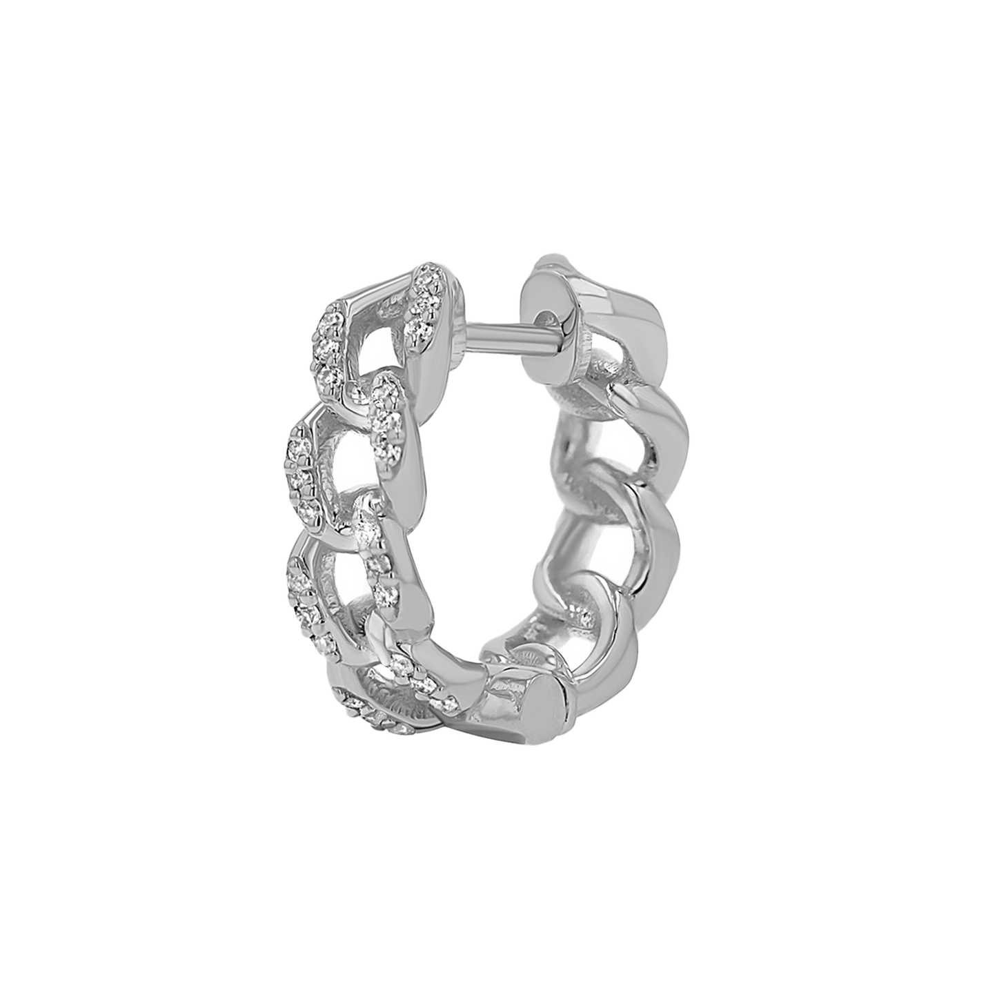 Diamond Cuban Link Huggies Hoop Earrings - Lotus Diamond
