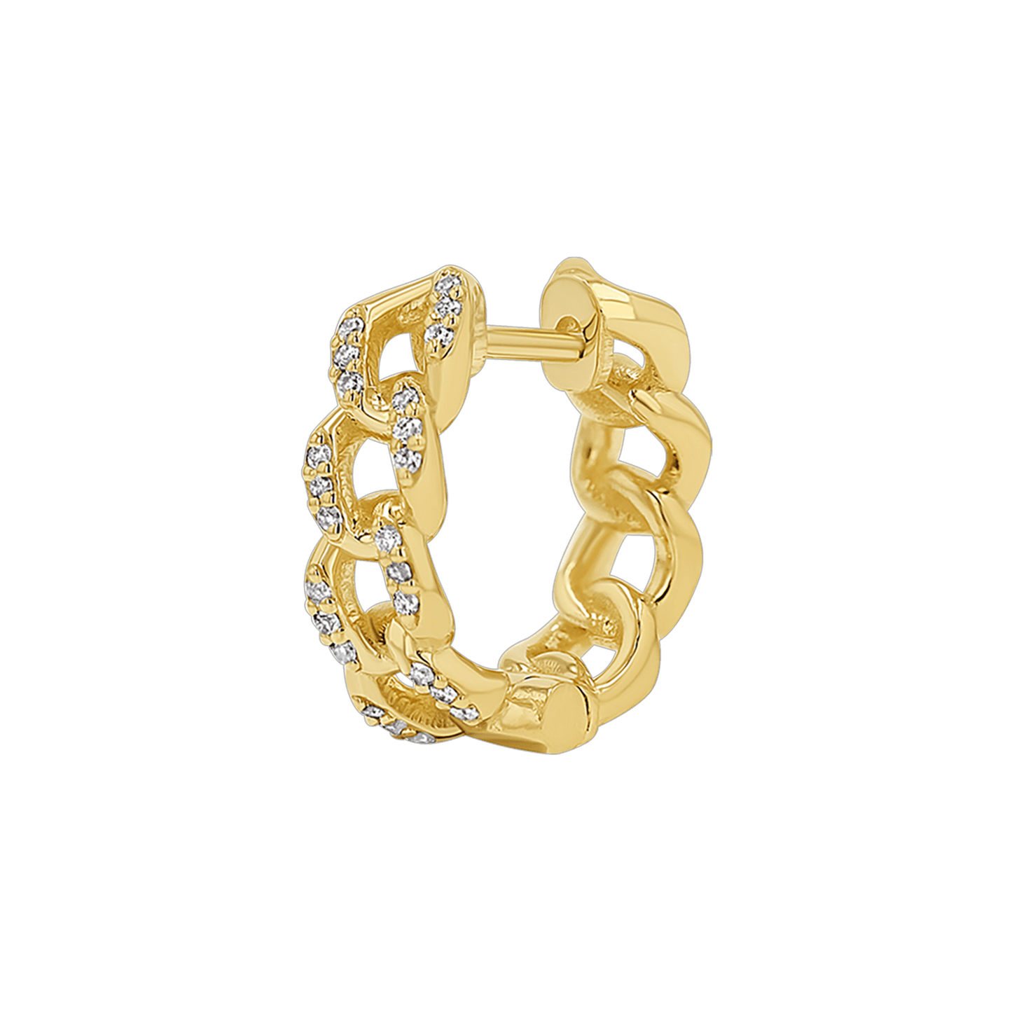 Diamond Cuban Link Huggies Hoop Earrings - Lotus Diamond
