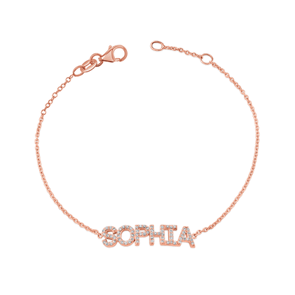 Diamond Custom Name Bracelet - Lotus Diamond