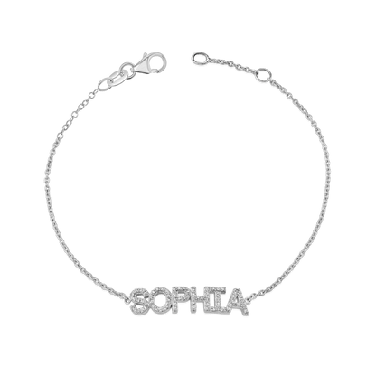 Diamond Custom Name Bracelet - Lotus Diamond