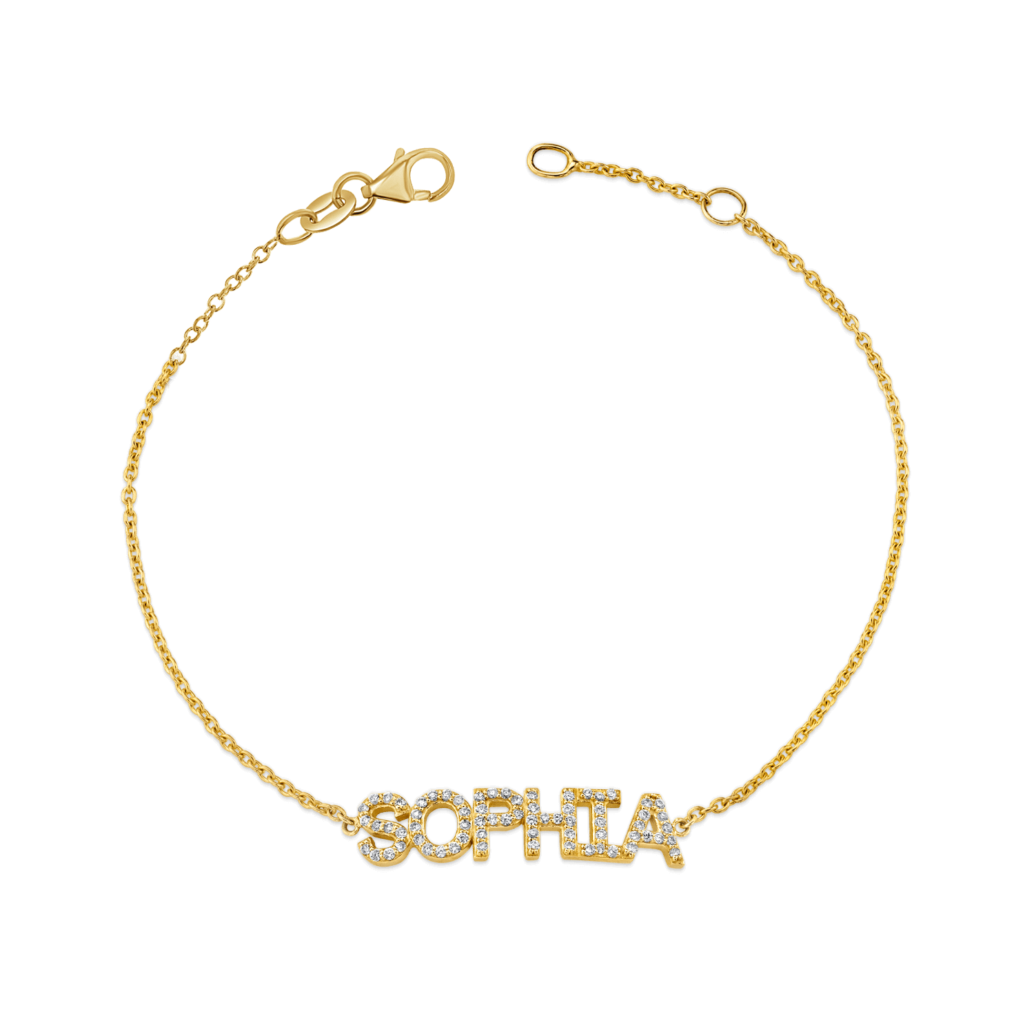 Diamond Custom Name Bracelet - Lotus Diamond