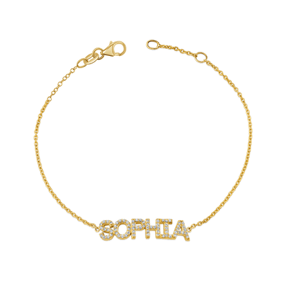 Diamond Custom Name Bracelet - Lotus Diamond