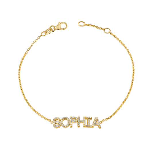 Diamond Custom Name Bracelet - Lotus Diamond