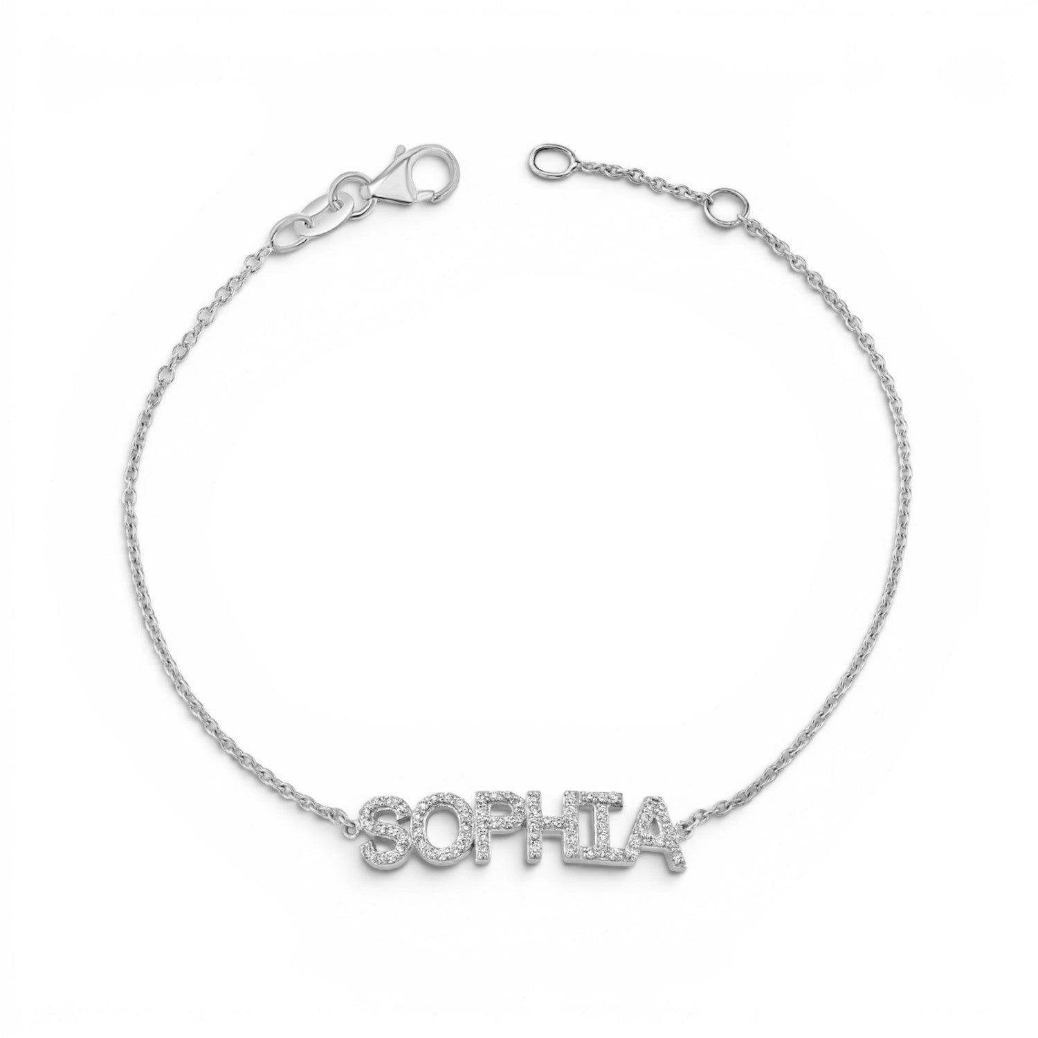 Diamond Custom Name Bracelet - Lotus Diamond