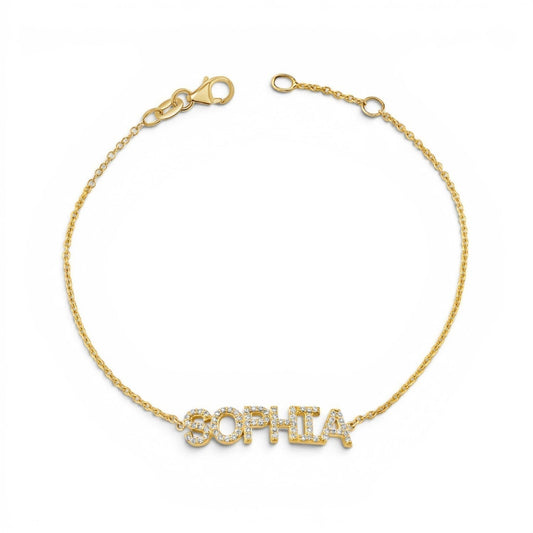 Diamond Custom Name Bracelet - Lotus Diamond