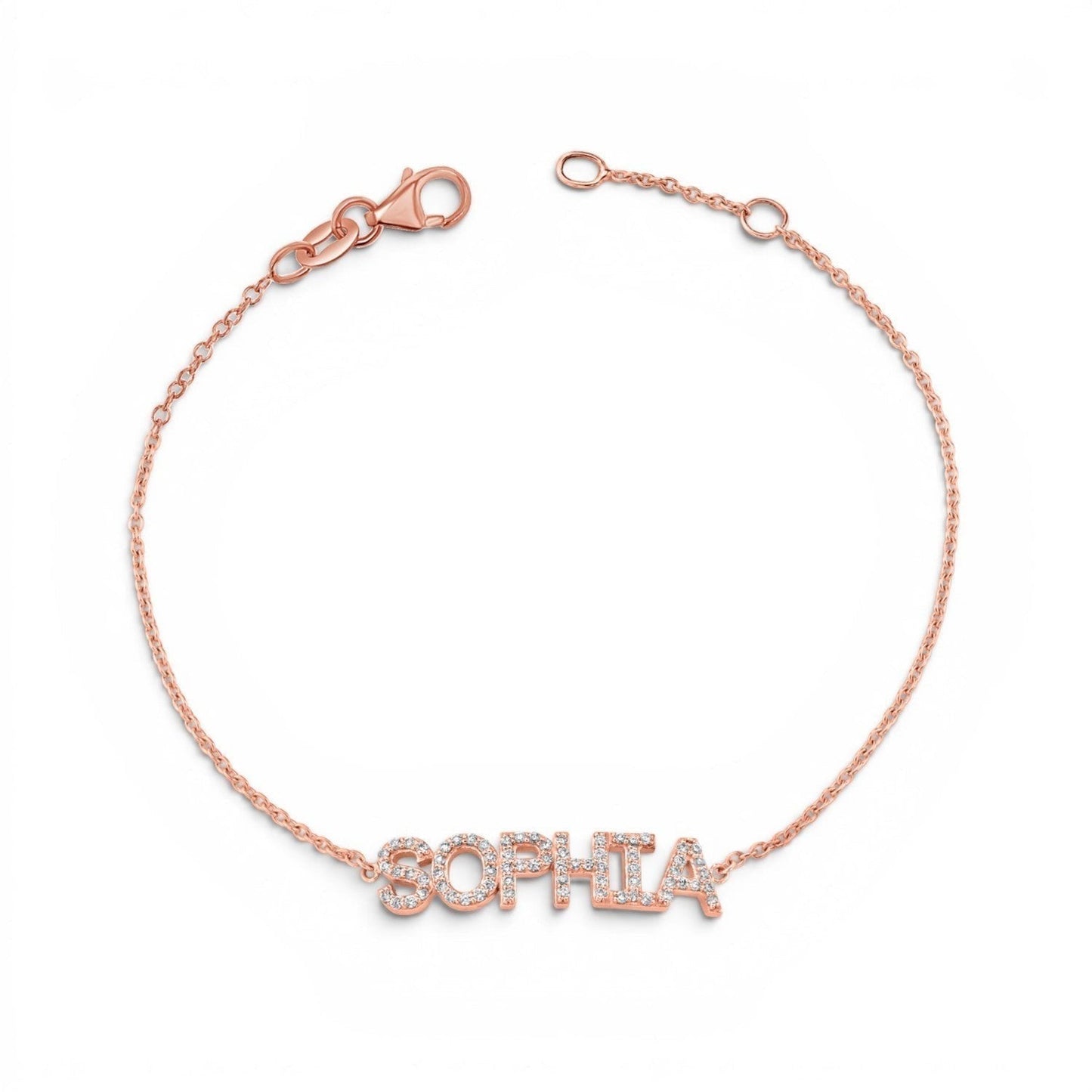 Diamond Custom Name Bracelet - Lotus Diamond