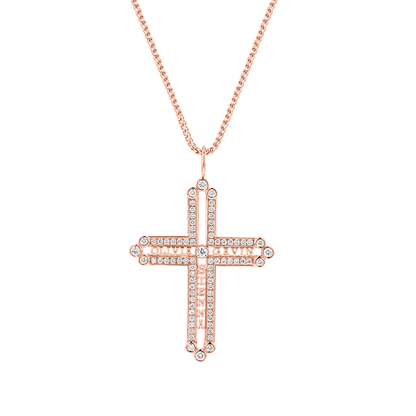 Diamond Custom Name Cross Pendant - Lotus Diamond