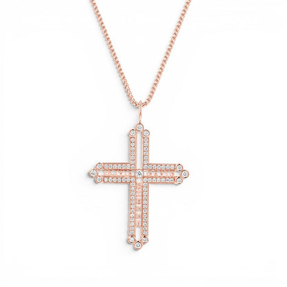 Diamond Custom Name Cross Pendant - Lotus Diamond