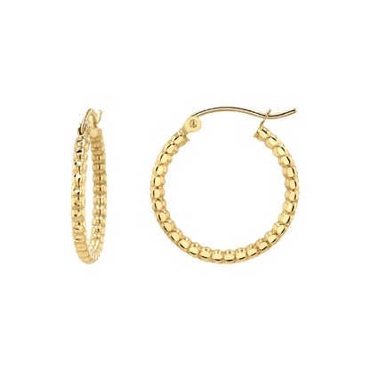 Diamond Cut Bead Hoop Earrings - Lotus Diamond