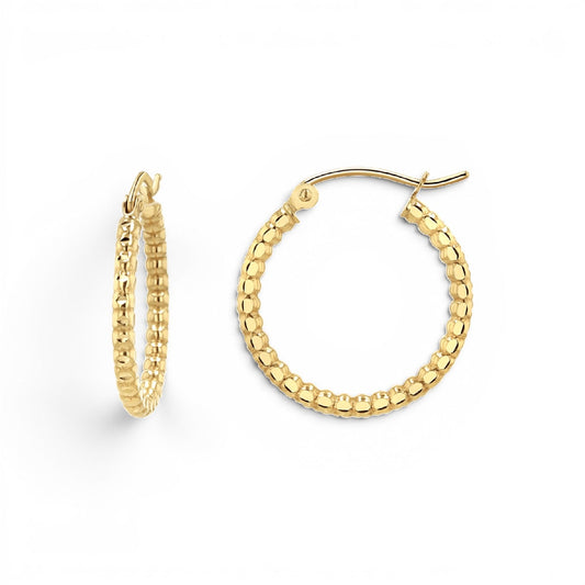Diamond Cut Bead Hoop Earrings - Lotus Diamond