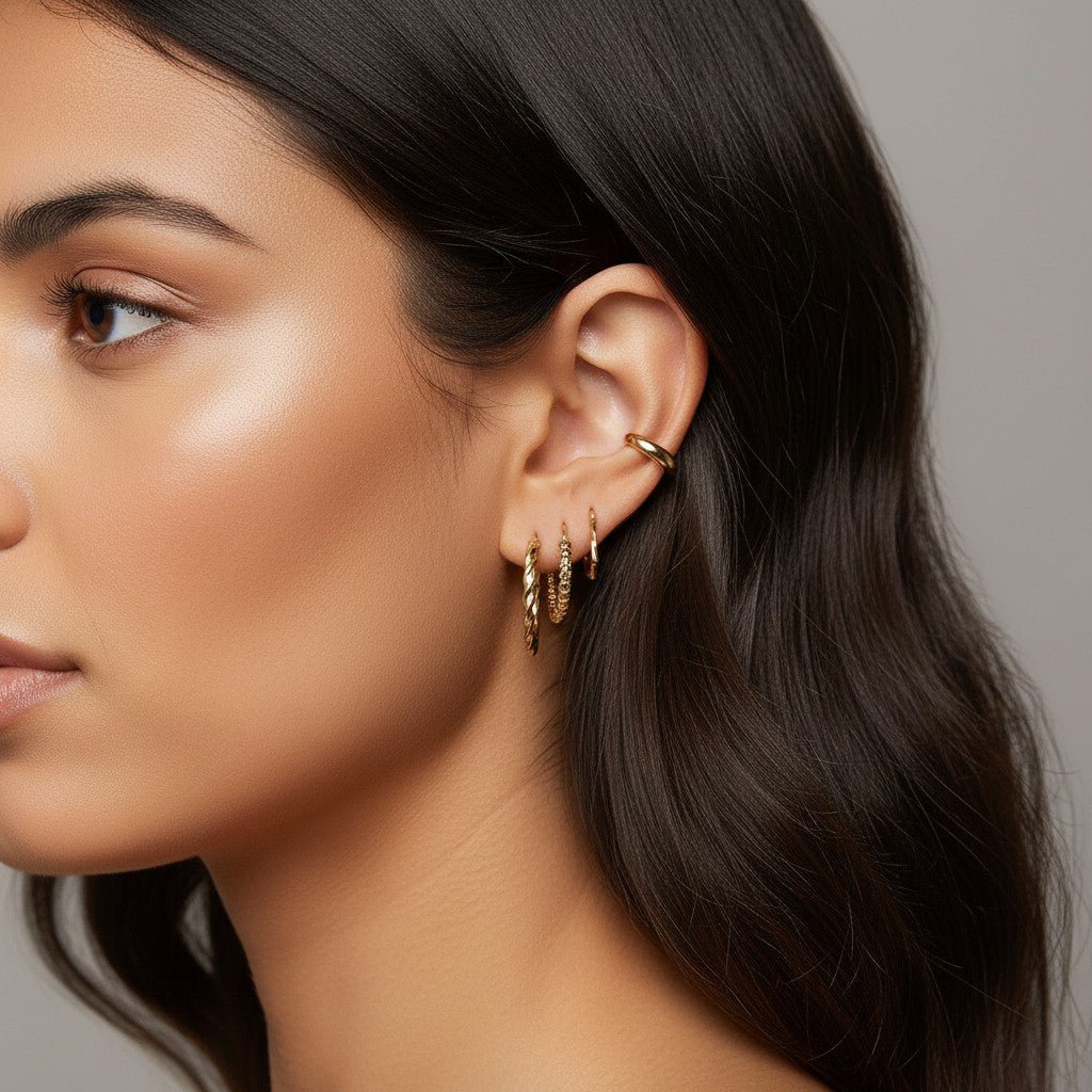 Diamond Cut Bead Hoop Earrings - Lotus Diamond