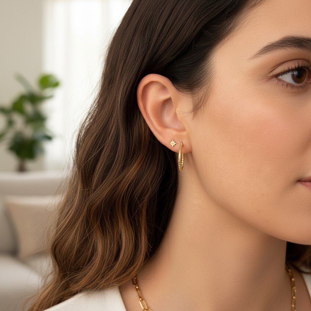Diamond Cut Bead Hoop Earrings - Lotus Diamond