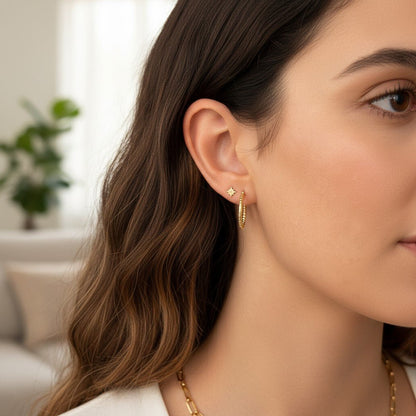 Diamond Cut Bead Hoop Earrings - Lotus Diamond