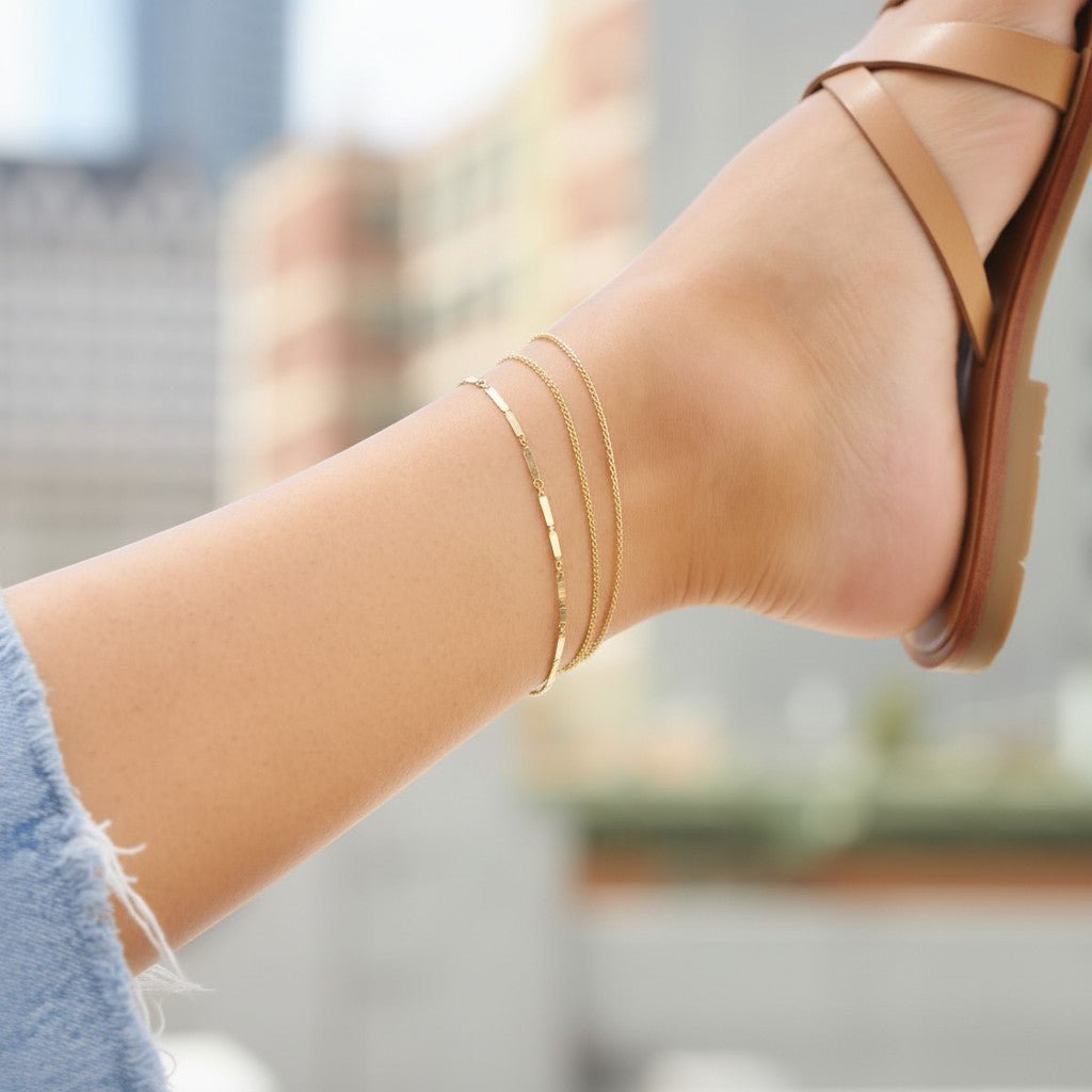 Diamond Cut Chain Anklet - Lotus Diamond