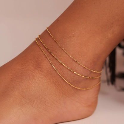Diamond Cut Chain Anklet - Lotus Diamond