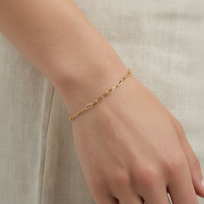 Diamond Cut Rolo & Paper Clip Chain Bracelet - Lotus Diamond