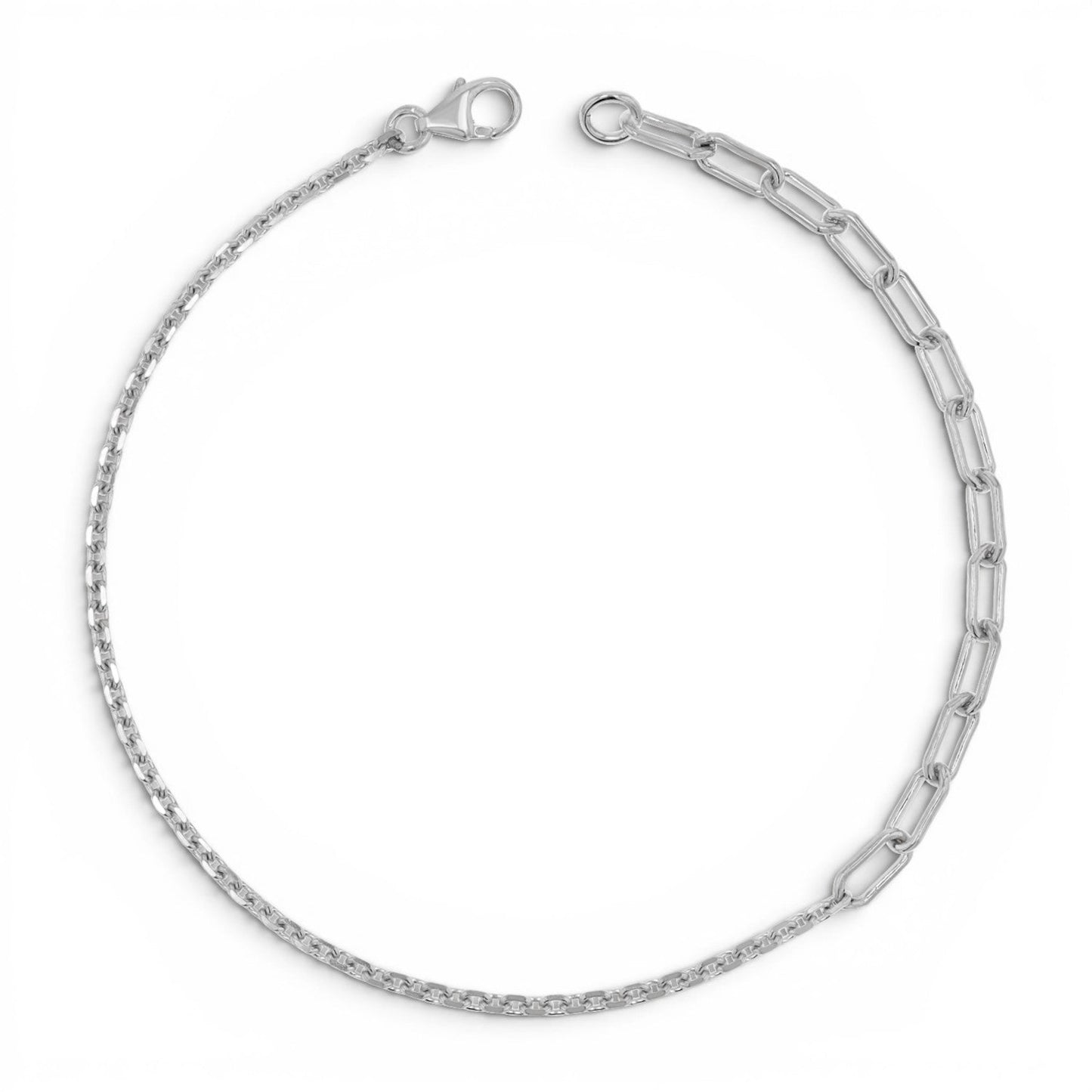 Diamond Cut Rolo & Paper Clip Chain Bracelet - Lotus Diamond