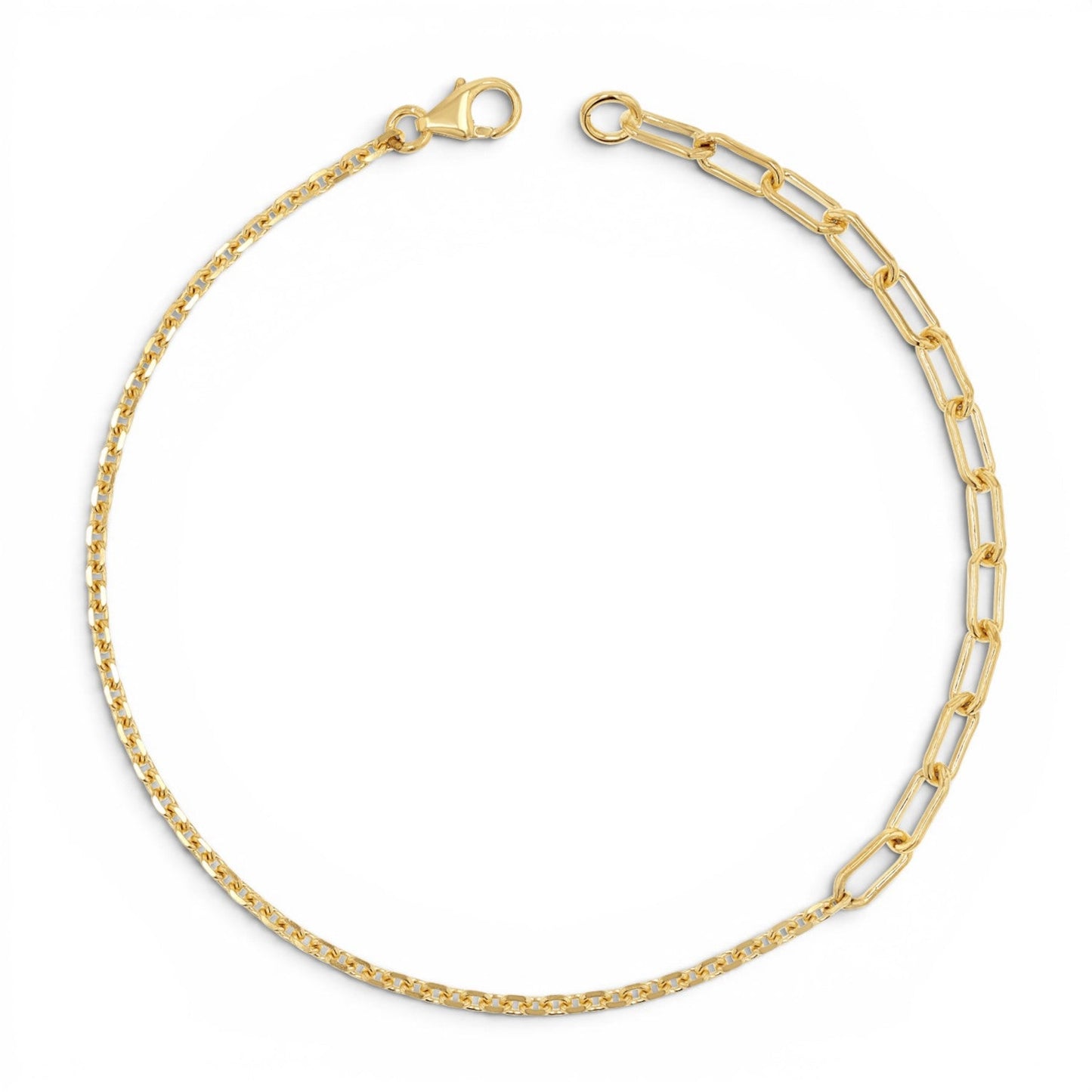Diamond Cut Rolo & Paper Clip Chain Bracelet - Lotus Diamond