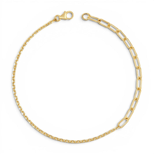 Diamond Cut Rolo & Paper Clip Chain Bracelet - Lotus Diamond