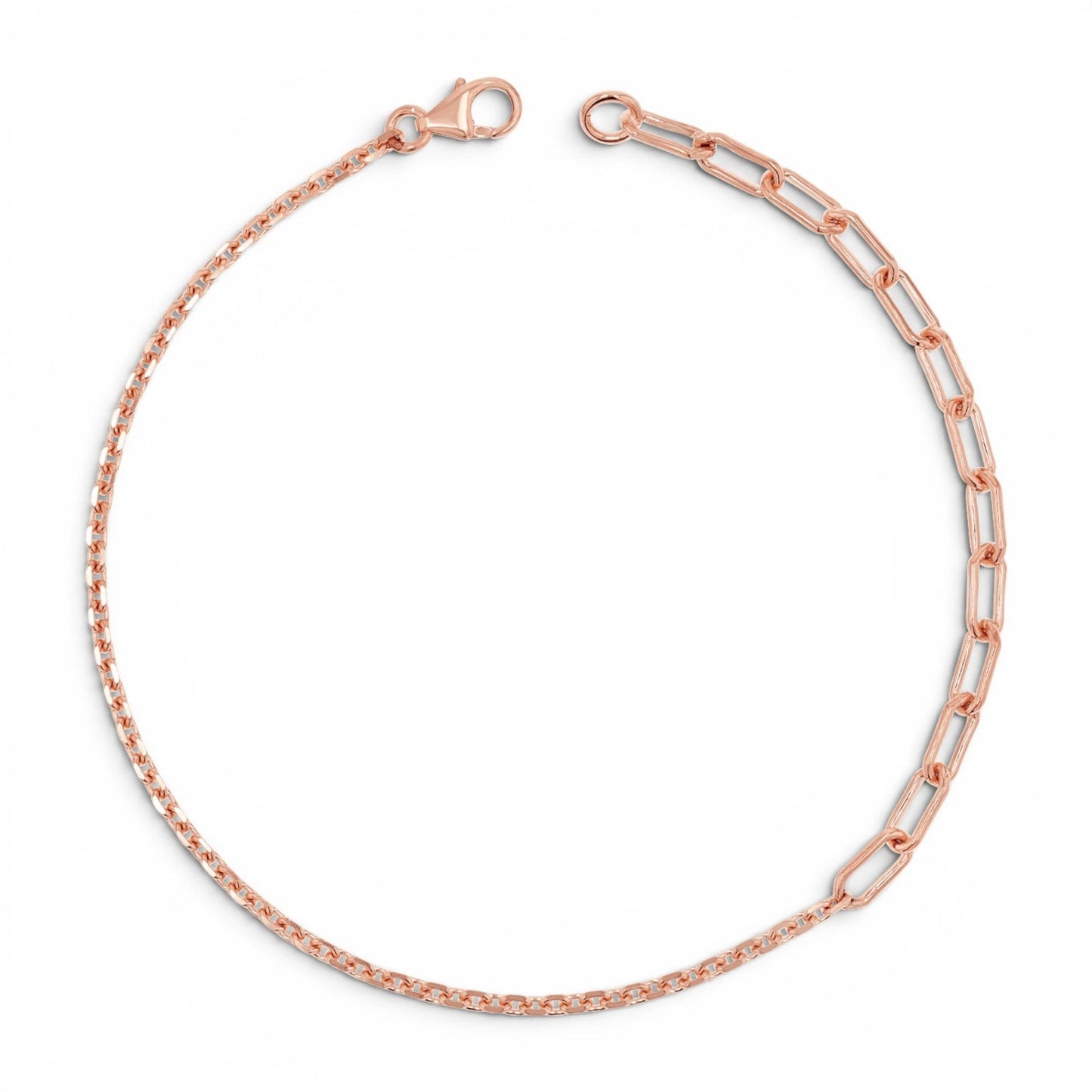 Diamond Cut Rolo & Paper Clip Chain Bracelet - Lotus Diamond