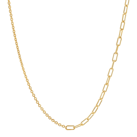 Diamond Cut Rolo & Paper Clip Chain Necklace - Lotus Diamond